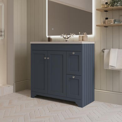 Baxenden — 900mm Blue Freestanding Vanity Unit
