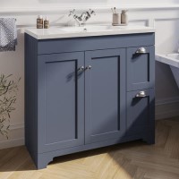 900mm Blue Freestanding Vanity Unit with Basin - Baxenden 900mm Blue Freestanding Vanity Unit with Basin - Baxenden