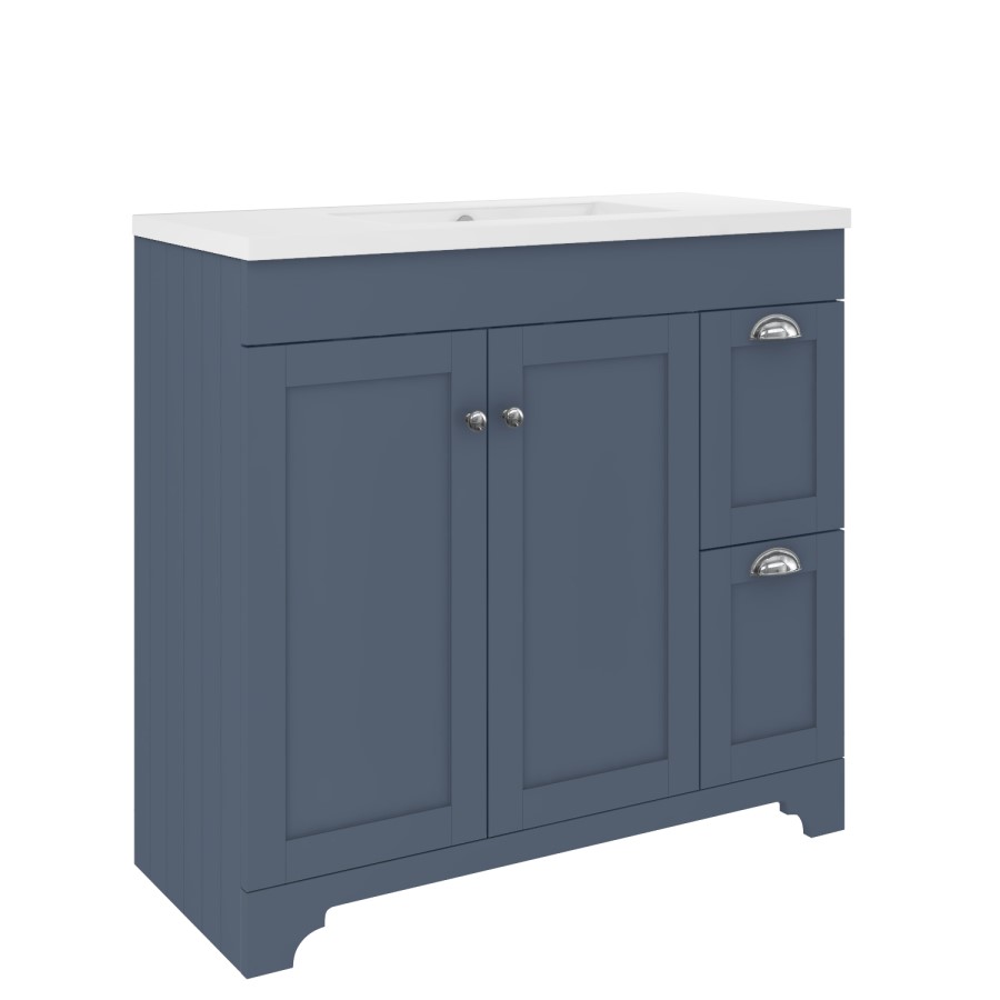 Grade A2 - Baxenden 900mm Matt Blue Floorstanding Vanity Unit