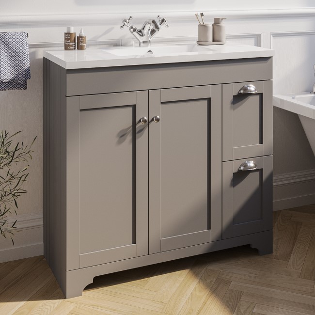 900mm Grey Freestanding Vanity Unit with Basin Baxenden Better
