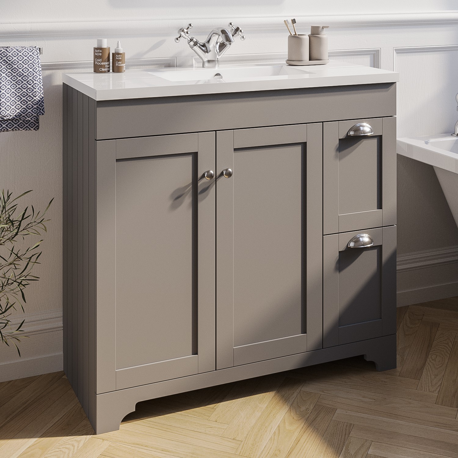 900mm Grey Freestanding Vanity Unit With Basin Baxenden Better 900mm Grey Freestanding Vanity Unit With Basin Baxenden Better