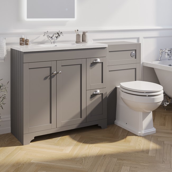 1400mm Grey Toilet and Sink Unit with Traditional Toilet - Baxenden