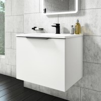 Grade A1 - 600mm White Wall Hung Vanity Unit with Gloss Basin - Sion Grade A1 - 600mm White Wall Hung Vanity Unit with Gloss Basin - Sion