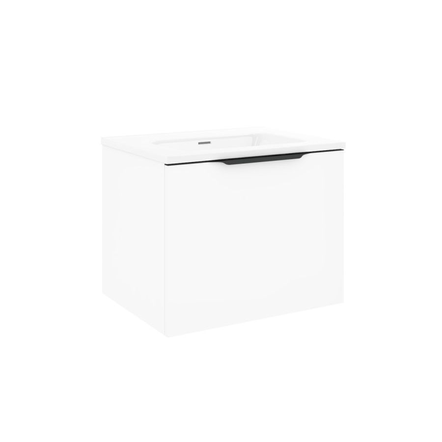 Grade A1 - 600mm White Wall Hung Vanity Unit with Gloss Basin - Sion