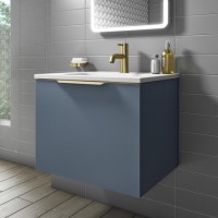 600mm Blue Wall Hung Vanity Unit with Gloss Basin - Sion 600mm Blue Wall Hung Vanity Unit with Gloss Basin - Sion