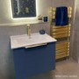 600mm Blue Wall Hung Vanity Unit with Gloss Basin - Sion