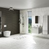 600mm Concrete Effect Wall Hung Vanity Unit with Gloss Basin - Sion
