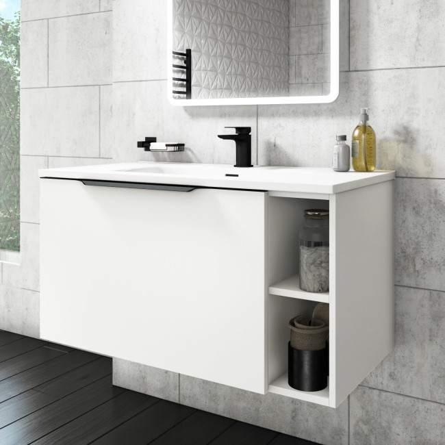 900mm White Wall Hung Vanity Unit with Basin - Sion