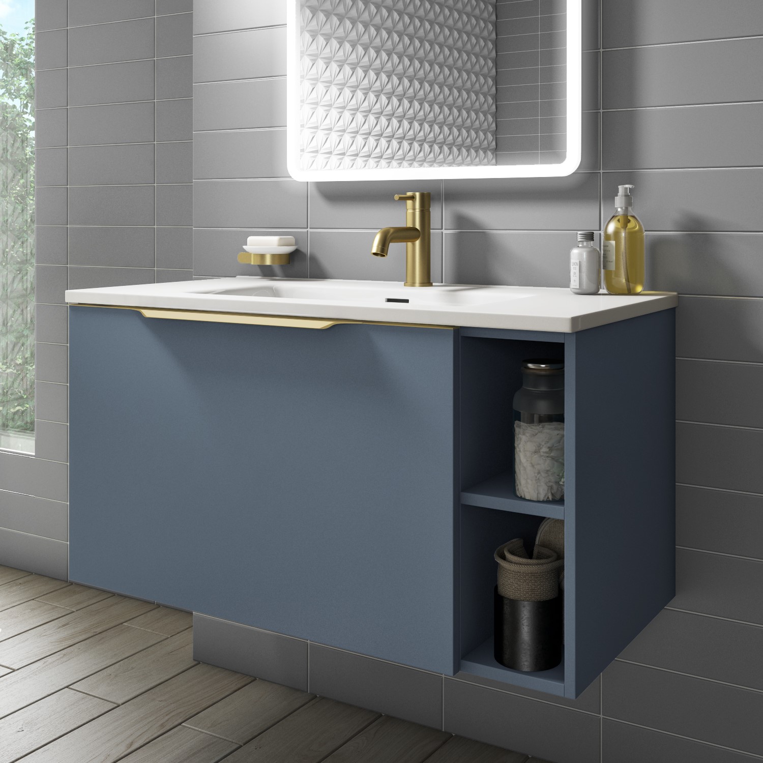 900mm Blue Wall Hung Vanity Unit With Basin Sion Better Bathrooms 900mm Blue Wall Hung Vanity Unit With Basin Sion Better Bathrooms