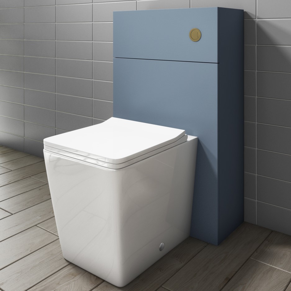Sion Matt Blue 500mm WC Unit with Voss Back to Wall Toilet and Concealed Cistern Better Bathrooms