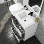 600mm White Freestanding Vanity Unit with Gloss Basin - Sion