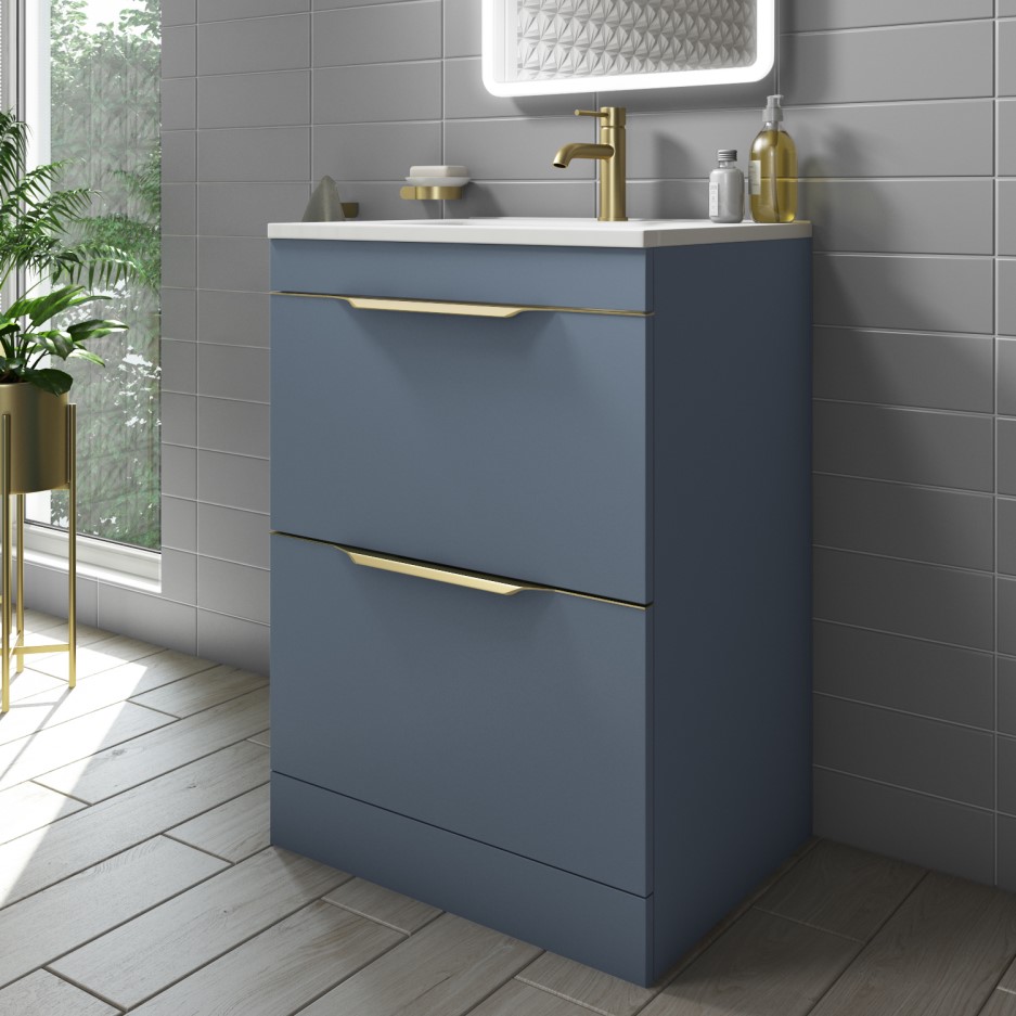 blue vanity unit 600mm