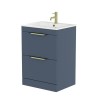 600mm Blue Freestanding Vanity Unit with Gloss Basin - Sion