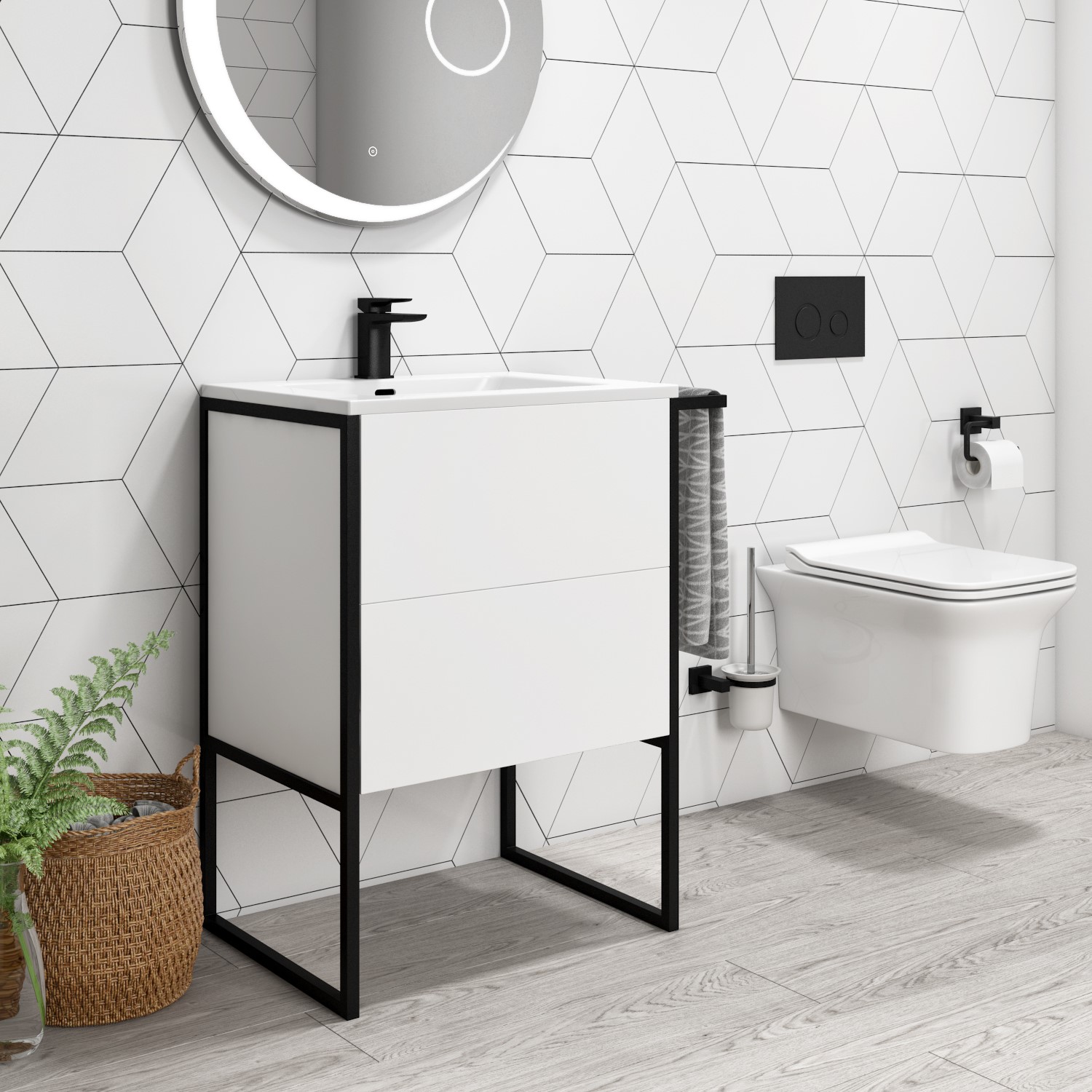 700mm White Freestanding Vanity Unit, Black And White Bathroom Vanity Units