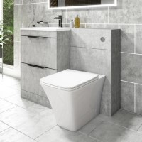 1100mm Concrete Effect Toilet and Sink Unit with Square Toilet - Sion 1100mm Concrete Effect Toilet and Sink Unit with Square Toilet - Sion