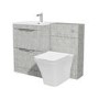 1100mm Concrete Effect Toilet and Sink Unit with Square Toilet - Sion