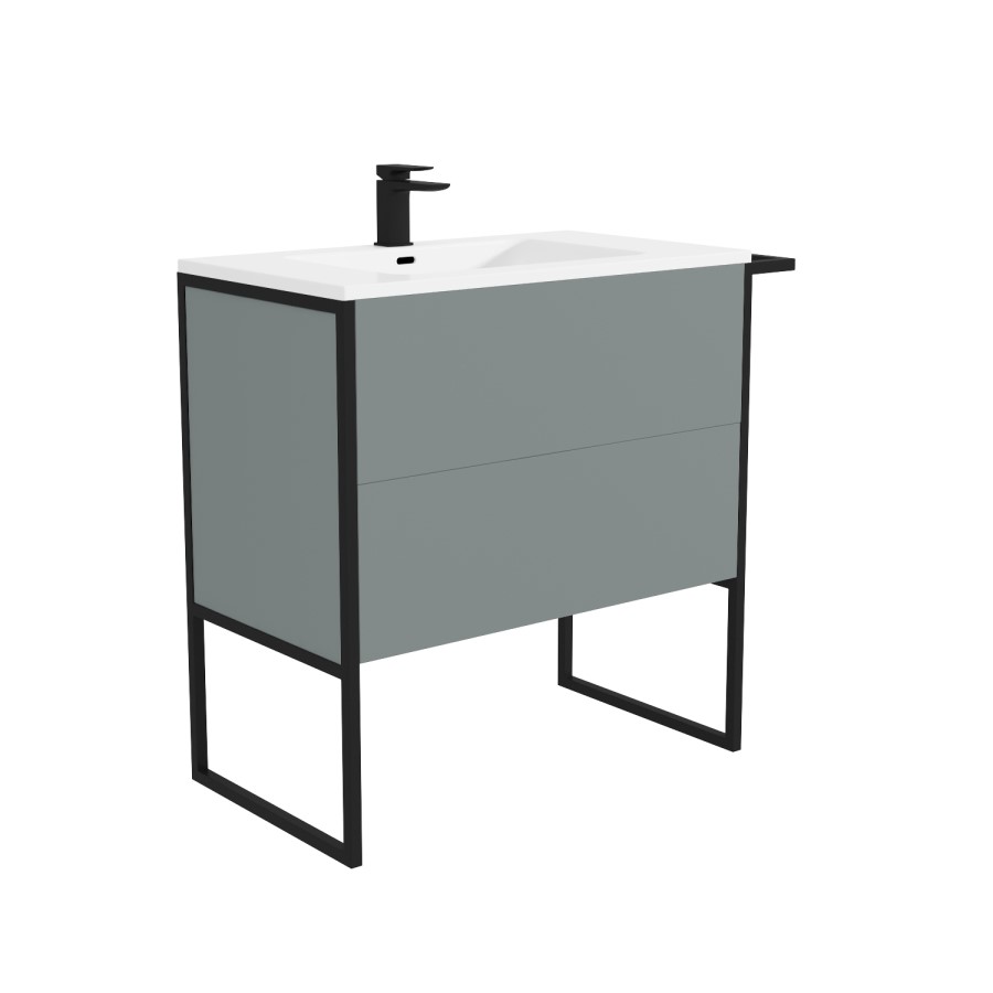 1000mm Grey Freestanding Vanity Unit with Basin - Nero