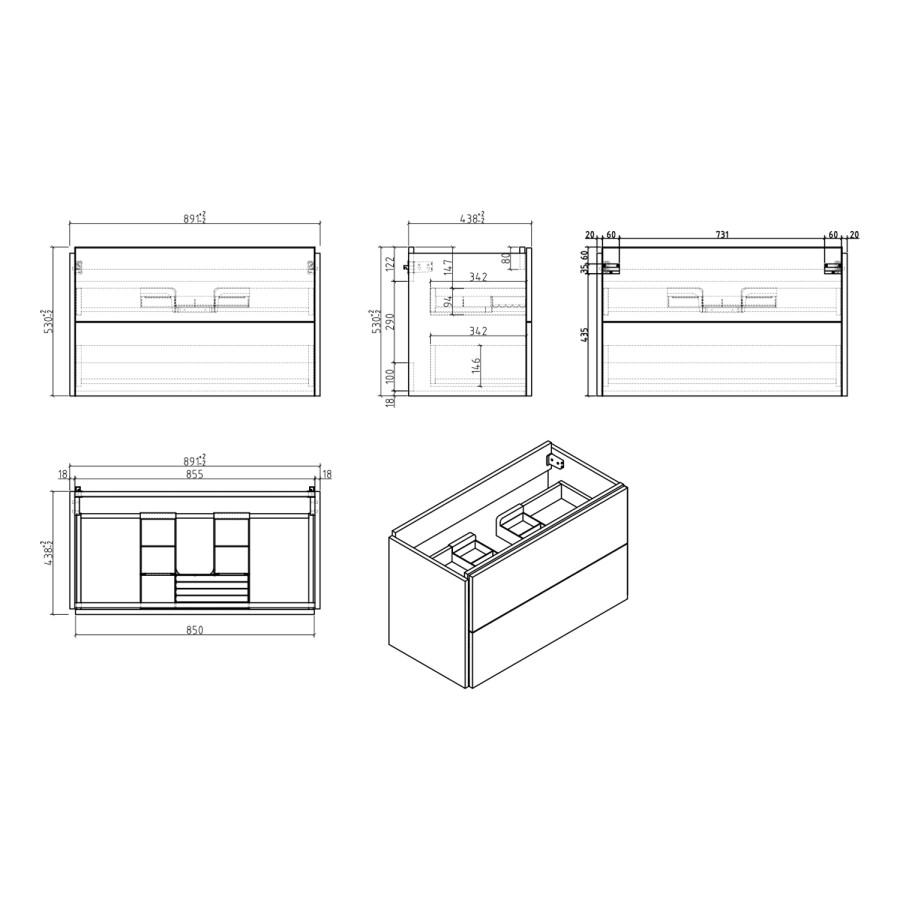 1000mm Grey Freestanding Vanity Unit with Basin - Nero