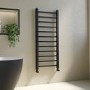 Black Towel Radiator 1200 x 500mm with Pipe Kit and Straight Valves - Sonoran