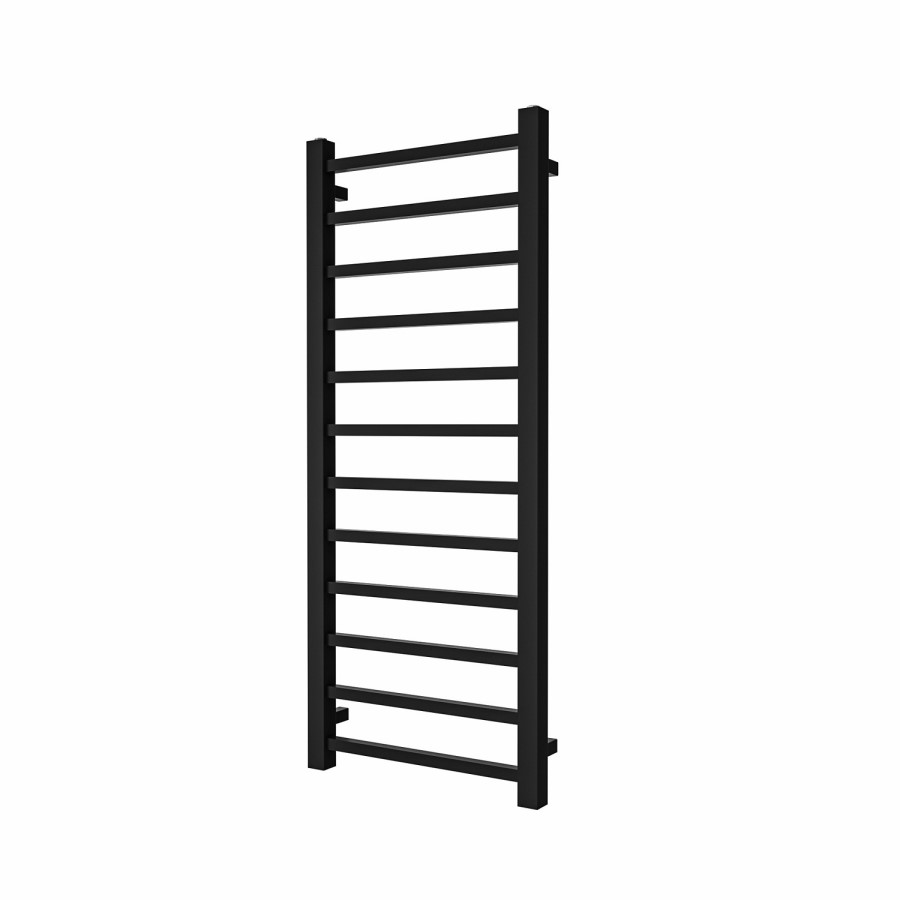 Black Towel Radiator 1200 x 500mm with Pipe Kit and Straight Valves - Sonoran