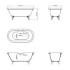 Paintable Freestanding Double Ended Roll Top Bath with Feet 1515 x 740mm - Park Royal