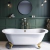 Freestanding Double Ended Slipper Bath with Brushed Brass Feet  1700 x 745mm - Park Royal