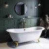 Freestanding Double Ended Slipper Bath with Brushed Brass Feet  1700 x 745mm - Park Royal