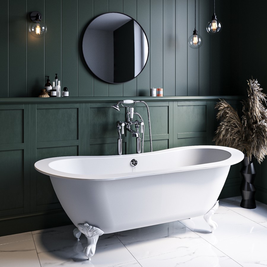 Freestanding Double Ended Slipper Bath with White Feet 1700 x 745mm - Park Royal