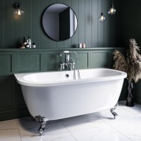 Freestanding Double Ended Back to Wall Bath with Chrome Feet 1700 x 745mm - Park Royal Freestanding Double Ended Back to Wall Bath with Chrome Feet 1700 x 745mm - Park Royal