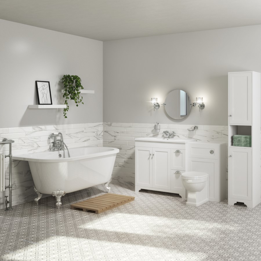Traditional Back To Wall Bath with Chrome Feet - 1685 x 780mm