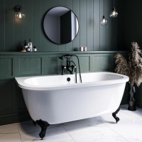Freestanding Double Ended Back to Wall Bath with Black Feet - 1700 x 745mm - Park Royal Freestanding Double Ended Back to Wall Bath with Black Feet - 1700 x 745mm - Park Royal