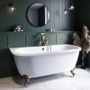 Freestanding Double Ended Back to Wall Bath with Brushed Brass Feet 1700 x 745mm - Park Royal