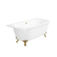 Grade A1 - Freestanding Double Ended Back to Wall Bath with Brushed Brass Feet 1700 x 745mm - Park Royal