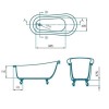 Freestanding Roll Top Slipper Bath With Chrome Feet - L1570 x W705mm - Park Royal