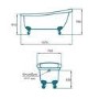 Freestanding Roll Top Slipper Bath With Chrome Feet - L1570 x W705mm - Park Royal