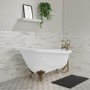 Grade A2 - Freestanding Single Ended Roll Top Slipper Bath with Brushed Brass Feet 1550 x 725mm - Park Royal