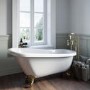 Freestanding Single Ended Roll Top Slipper Bath with Brushed Brass Feet 1550 x 725mm - Park Royal