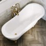 Freestanding Single Ended Roll Top Slipper Bath with Brushed Brass Feet 1550 x 725mm - Park Royal