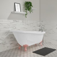 Freestanding Single Ended Roll Top Slipper Bath with Pink Feet 1550 x 725mm - Park Royal