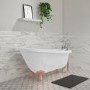 Freestanding Single Ended Roll Top Slipper Bath with Pink Feet 1550 x 725mm - Park Royal