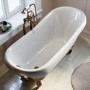 Freestanding Single Ended Roll Top Slipper Bath with Brushed Bronze Feet 1555 x 725mm - Park Royal