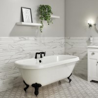 Freestanding Double Ended Roll Top Bath with Black Feet 1795 x 785mm - Park Royal Freestanding Double Ended Roll Top Bath with Black Feet 1795 x 785mm - Park Royal