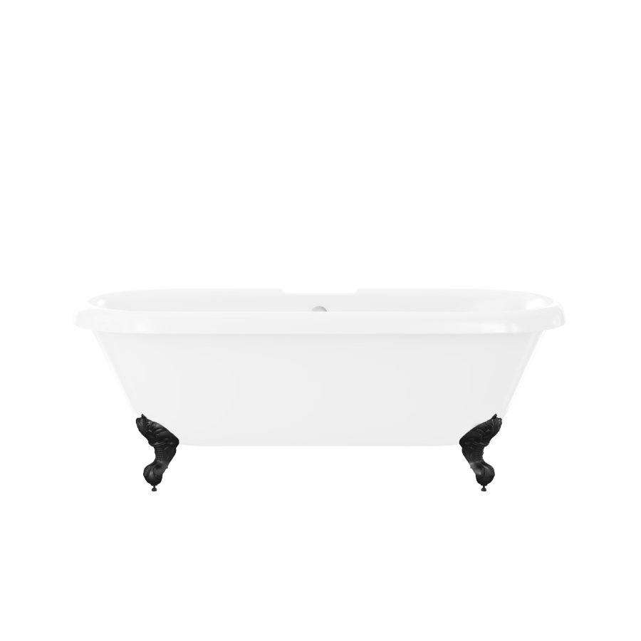 Freestanding Double Ended Roll Top Bath with Black Feet 1795 x 785mm - Park Royal