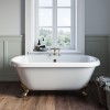 Grade A2 - Freestanding Double Ended Roll Top Bath with Brushed Brass Feet 1690 x 740mm - Park Royal