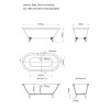 Freestanding Double Ended Roll Top Bath with White Feet 1690 x 740mm - Park Royal