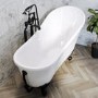 Freestanding Single Ended Roll Top Slipper Bath with Black Feet 1625 x 695mm - Lunar