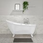 Freestanding Single Ended Roll Top Slipper Bath with White Feet 1625 x 695mm - Lunar