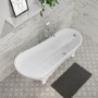 Freestanding Single Ended Roll Top Slipper Bath with White Feet 1625 x 695mm - Lunar