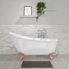Freestanding Single Ended Roll Top Slipper Bath with Pink Feet 1625 x 695mm - Lunar