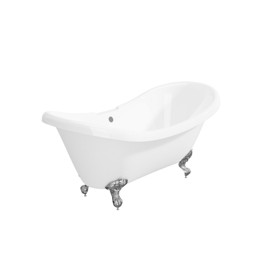 ONLY OPENED - Freestanding Double Ended Roll Top Bath with Chrome Feet 1750 x 740mm Park Royal